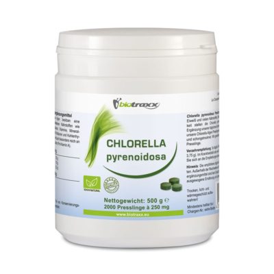 Biotraxx Chlorella pyrenoidosa 500g – 2000 Tabletten, je 250 mg